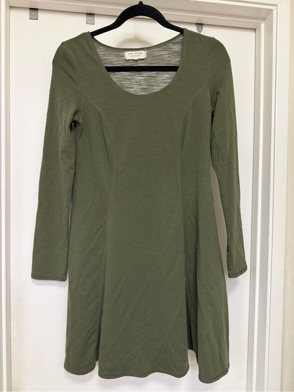 Max Studio Weekend army green, Scoopneck, trapeze dress - size XS